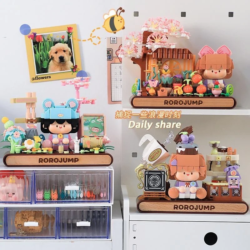 Kwiaty Akcesoria do prac Klocki Konstrukcyjne Model Rośliny Bonsai Klocki Romantyczna Dekoracja Samochodu Zabawki Prezent Urodzinowy Dla Dziewczynki