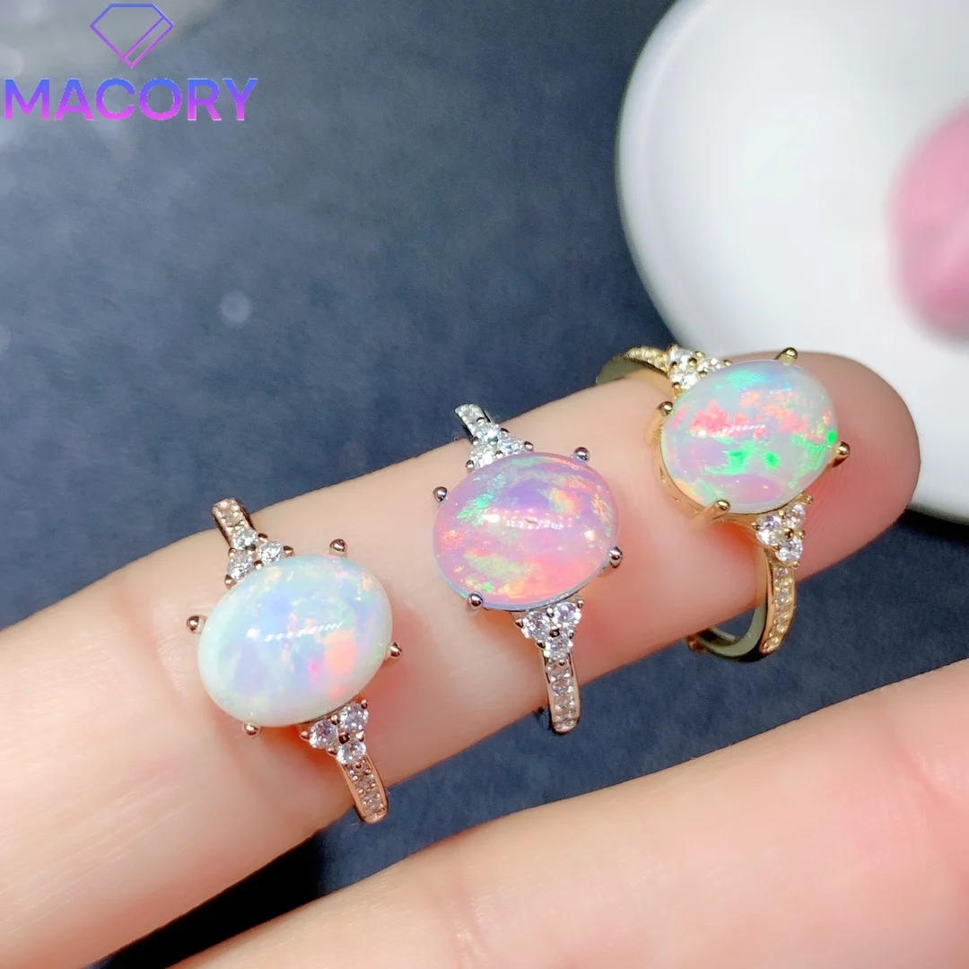 

Silver natural Opal ring free gem jewelry wedding ring sterling silver 925 Valentine's Day exquisite jewelry women.