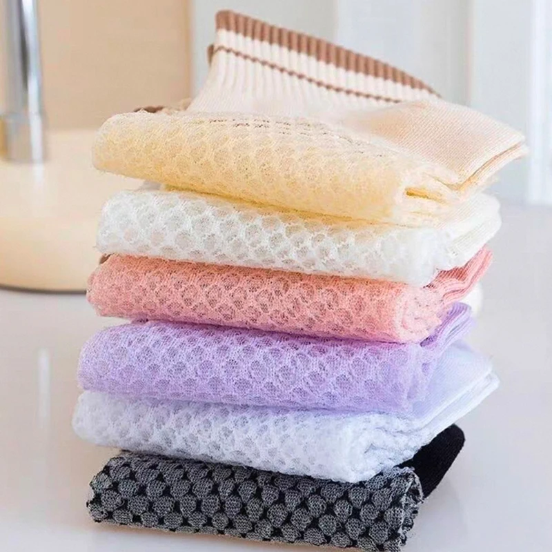 1/3/5/10/15 Pairs Random Womens Macaron Mesh Stripe Socks Soft Comfort Breathable Casual Ankle Short Socks For Daily Summer