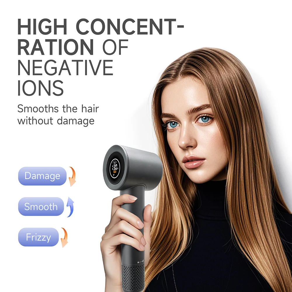 Compact Hair Dryer,Faster Drying, Shinier Hair,Temperature, LED Display, 110000RPM/MIN, Portable, Ionic Blow Dryer