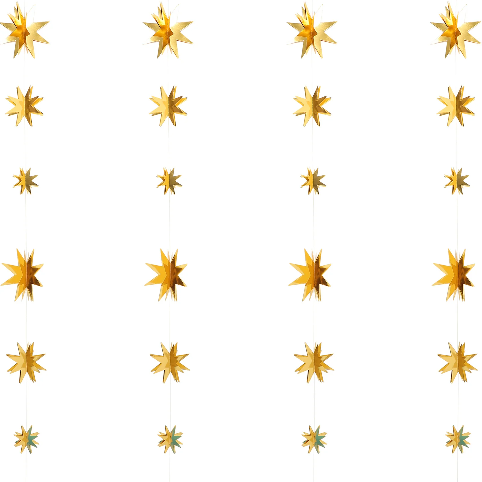 

4Set Christmas Star Garlands 3D Streamers Hanging Banner Decorative Props for Holiday Party Ceiling Wall Decorations