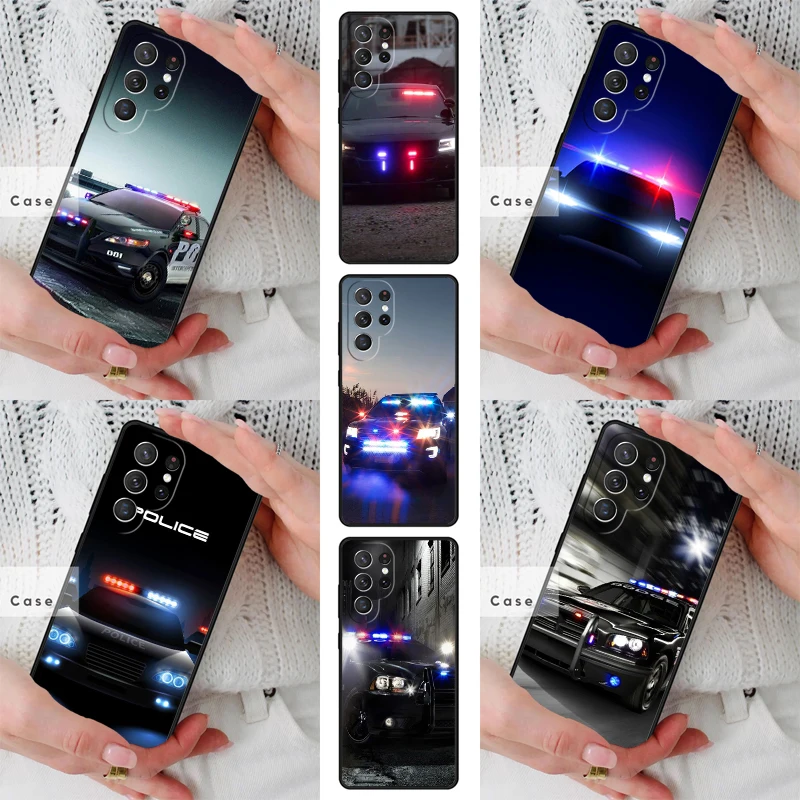 Police Cars Light At Night TPU Phone Case for Samsung Galaxy S26 S25 S24 S23 S22 S21 S20 Note10 Plus FE Ultra Cover