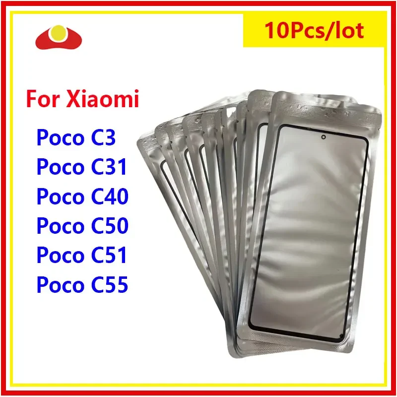 

10pcs/lot Outer Glass For Xiaomi POCO C55 C51 C50 C40 C31 C3 Touch Screen Front Panel LCD Display Replace Repair Parts + OCA