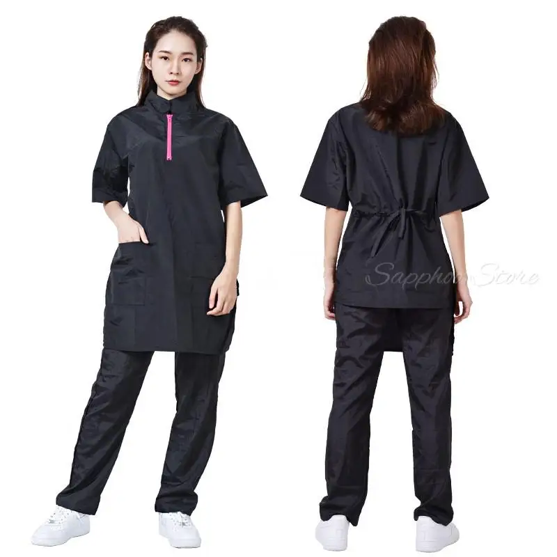 Pet Shop Grooming Overalls Men Women Long Sleeve Dog Cat Bath Waterproof Work Clothes Anti-static Beautician Apron Custom LOGO