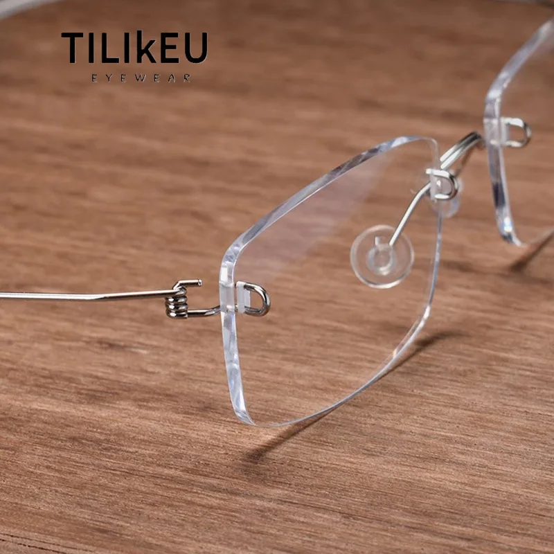

Rimless Glasses Frame 4g Ultra-Light Denmark Brand Pure Titanium Eyeglasses Frame Men and Women Simple Square Screwless Eyewear