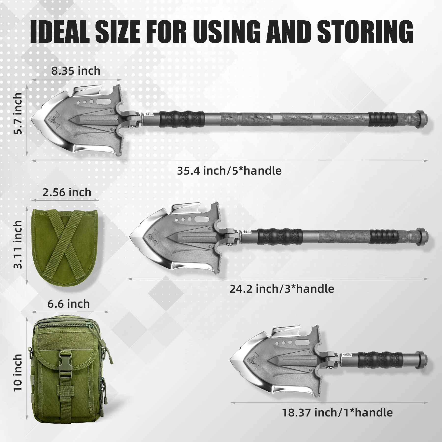 Zune Lotoo 28 in 1 Survival Shovel Kit Tactical Camping Foldable Shovel Martensitic Steel Multifunction Survival Gear - view 6