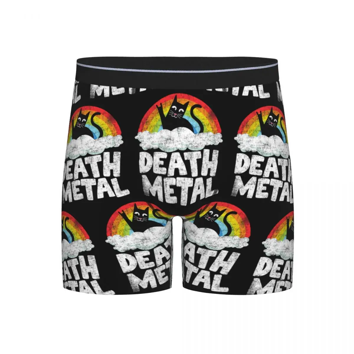 

Длинные трусы-боксеры, шорты, забавные металлические трусы с котом смерти, Радужные трусы из тяжелого металла, мужское нижнее белье для Homme, мужской подарок бойфренду