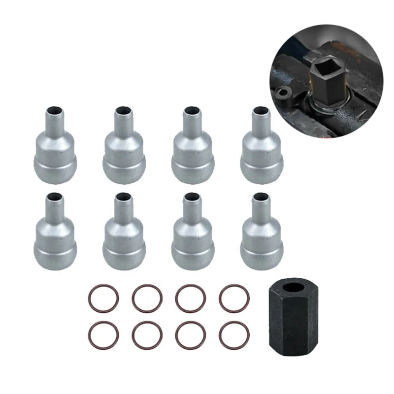 Reliable Car Fuels Fix Contains 8 High Pressure Ball Tube Adapters And Sealing Rings for Vehicle Engine Repair