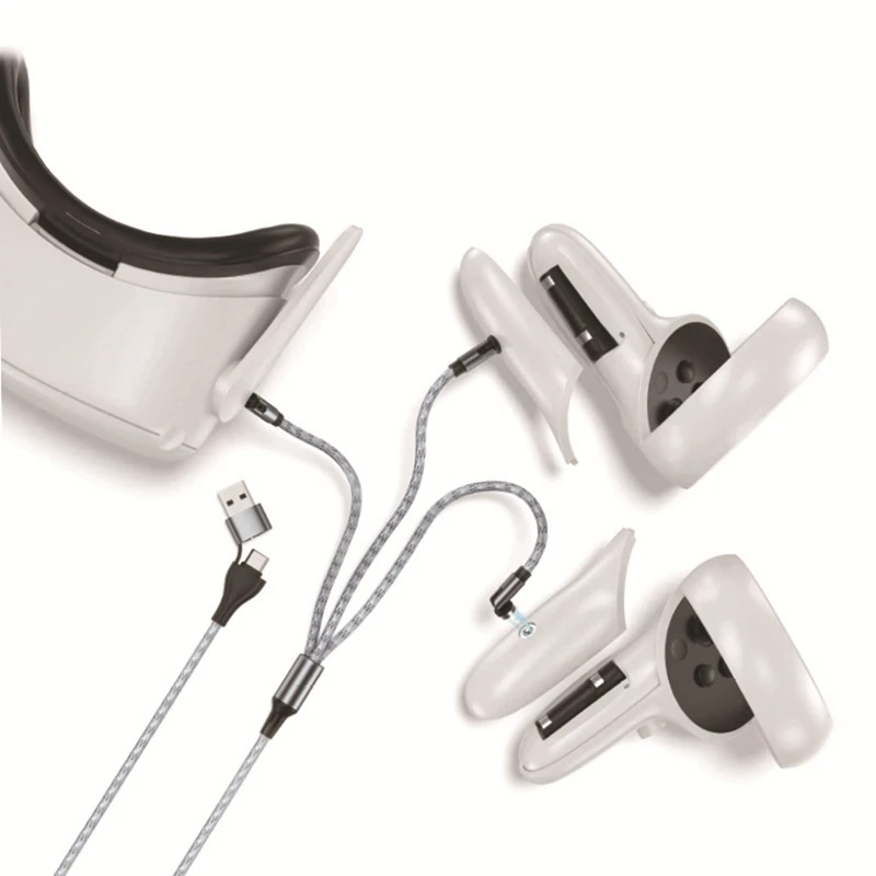 Magnetic Controllers Charging Cable For Oculus Quest 2, Charging Dock Kit With 2 Batteries,Battery Cover,Charger Cable