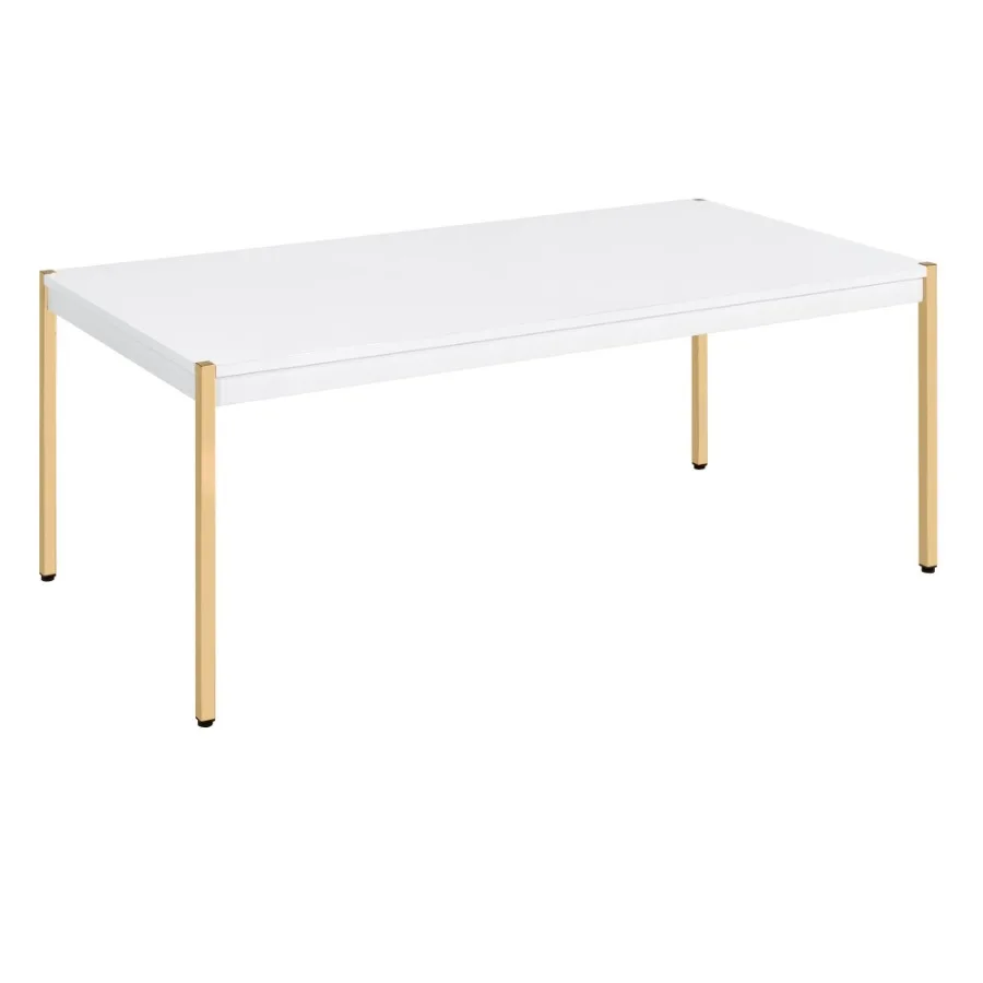 White and Gold Rectangle Coffee Table