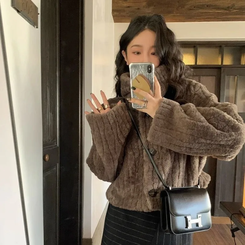 Winter Warm thickening Coats Women Fashion Streetwear Korean Padded Cotton Outerwear Woman Stand Collar Cropped Jacket Female