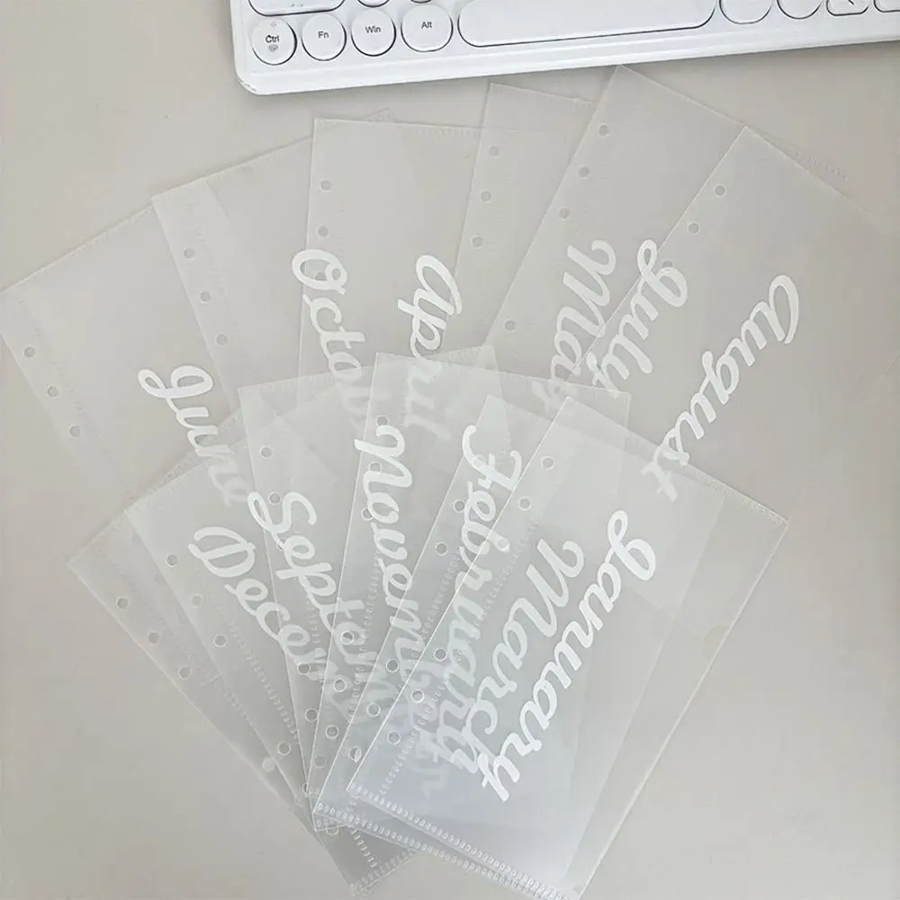 

Креативная 12-месячная сумка для хранения наличных денег формата А6, 6 отверстий, альбом с отрывными листами, полипропилен, прозрачная книга для управления наличными, ежемесячный планировщик