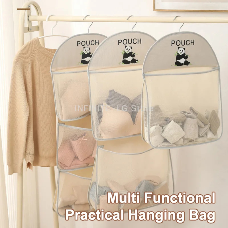Large Capacity Storage Net, Dormitory Wardrobe, Socks Underwear Hanging Bag, Multilayer Breathable Mesh Pocket Door Storage Bags
