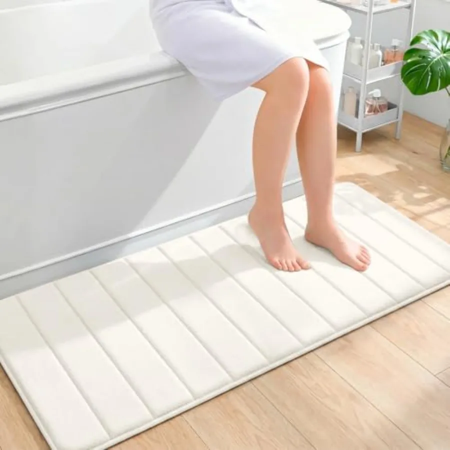 

Memory Foam Long Bathroom Rugs Runner 47x20 Super Soft Absorbent Bath Mat Quick Dry Machine Washable Shower Floor Rugs Bathmat