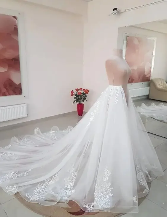 

Detachable skirt wedding Overskirt Tulle Wedding Train Decorated lace Detachable Petticoat custom szie