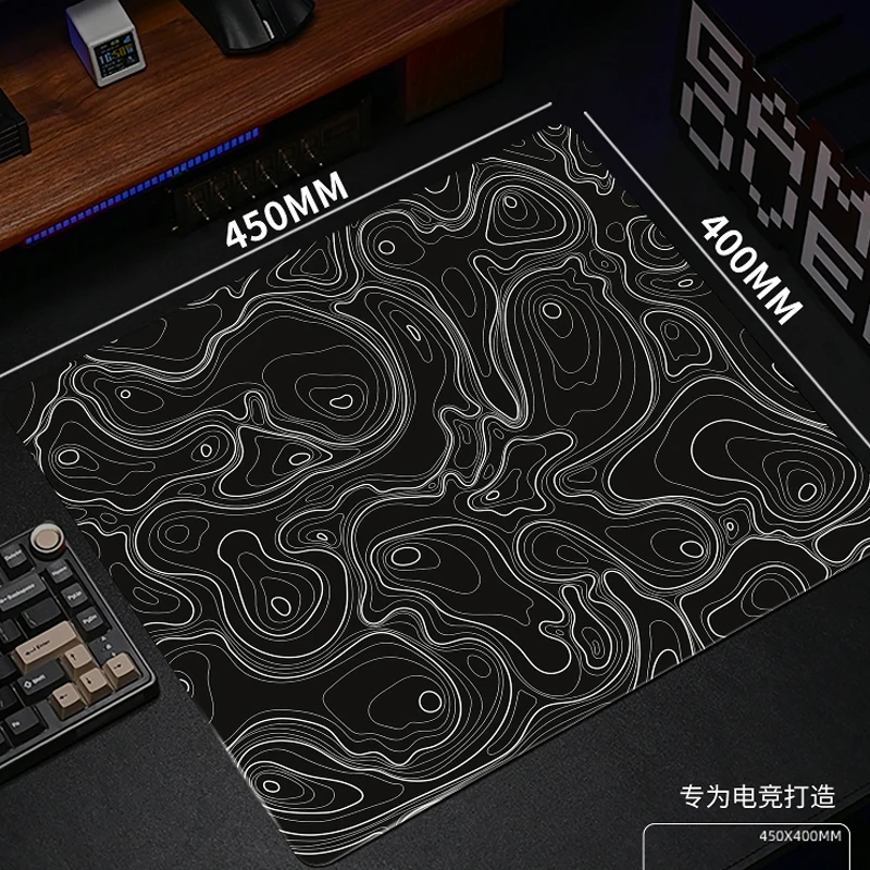 لوحة ماوس ألعاب زجاجية ضوئية بتصميم خط فني - سطح مقسى XXL لساعة مكتب الألعاب الاحترافية FPS eSports