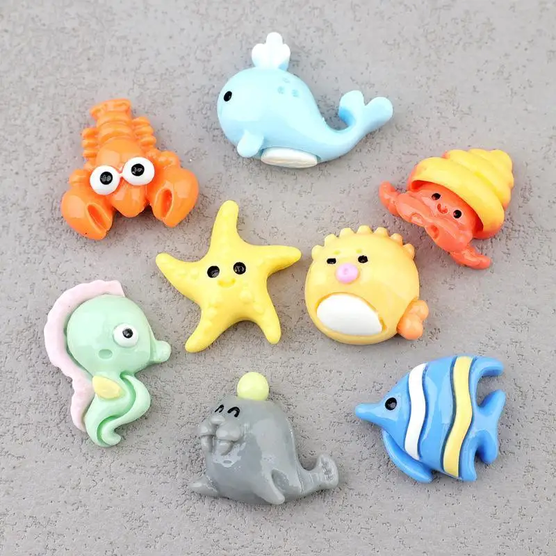 20Pcs Smooth Surface Mini Cartoon Crayfish Resin Flat Back Cabochons for DIY Scrapbooking Jewelry Keychain Craft Projects