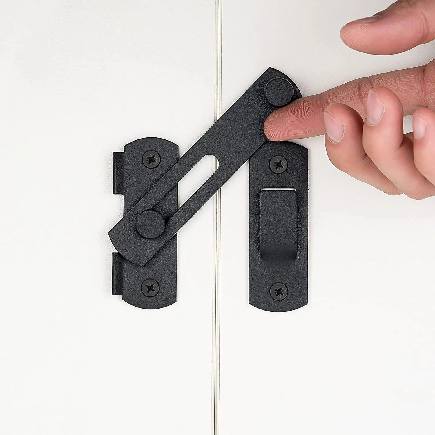 

2PCS of heavy-duty stainless steel 180° flip-top door locks with manual handles – durable metal barn door safety locks for use w