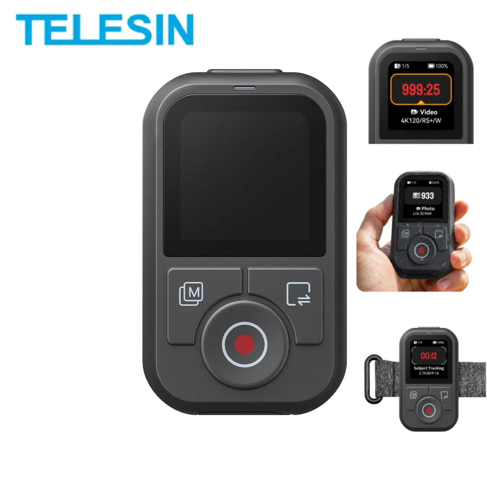 

TELESIN 60M Waterproof Bluetooth Remote Control With Wrist Strap For DJI OSMO Action 6 5pro 4 OSMO 360 Action Camera Accessories