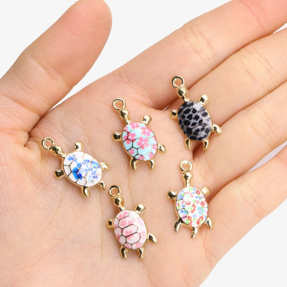 10Pcs Mixed Ocean Sea Turtle Charms Multicolor Enamel Animal Pendant DIY Handmade Jewellery Necklace Keychain Accessories Crafts image 3