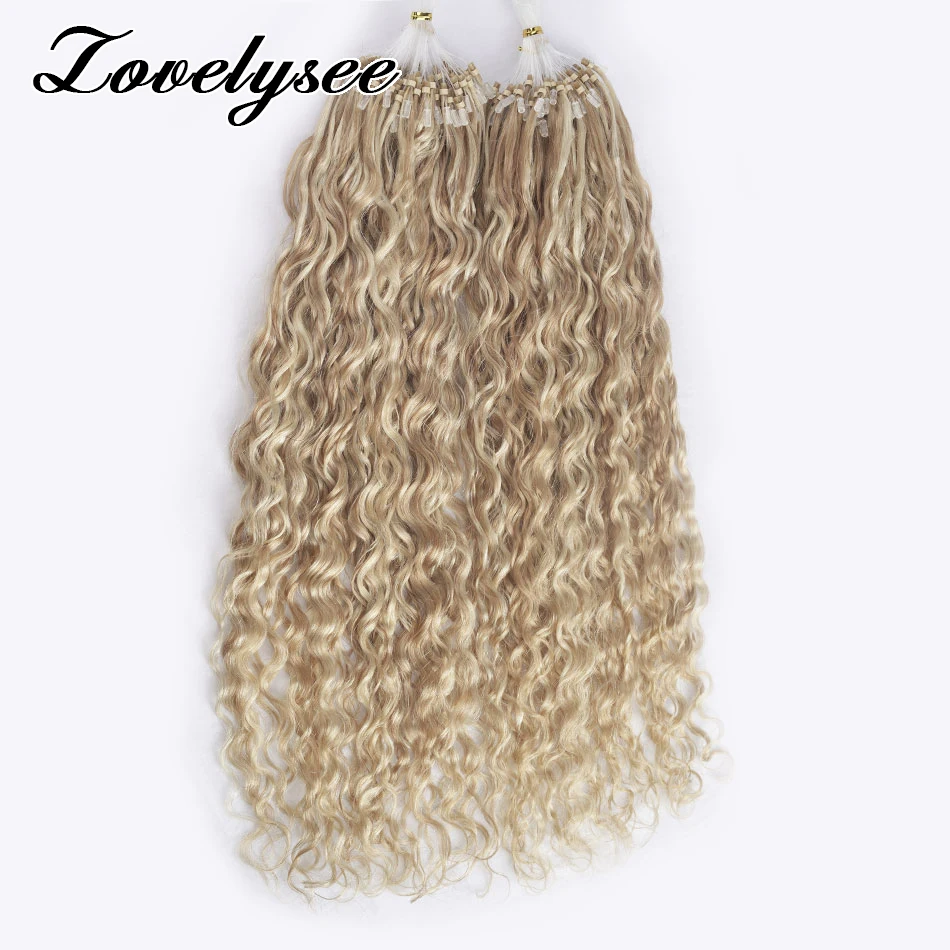 50 Strands/Pack Water Wave Micro Loop Human Hair Extension Brazilan Remy Human Hair Extension Natural Capsule Keratin for Woman