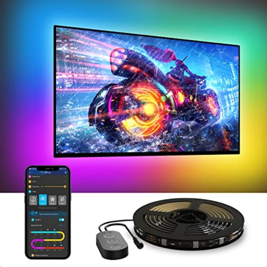 

TV LED Backlight RGBIC Smart LED Strip Lights for 5565 Inch TVs Bluetooth and WiFi APP Control Works with Alexa Google Assistan
