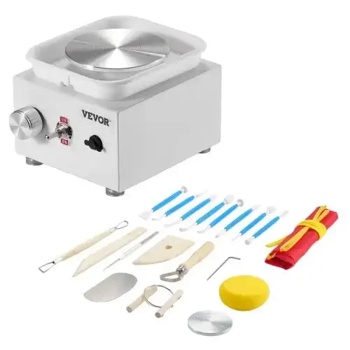 

Mini Pottery Wheel Electric Ceramic Wheel Machine 0-320RPM Speed White