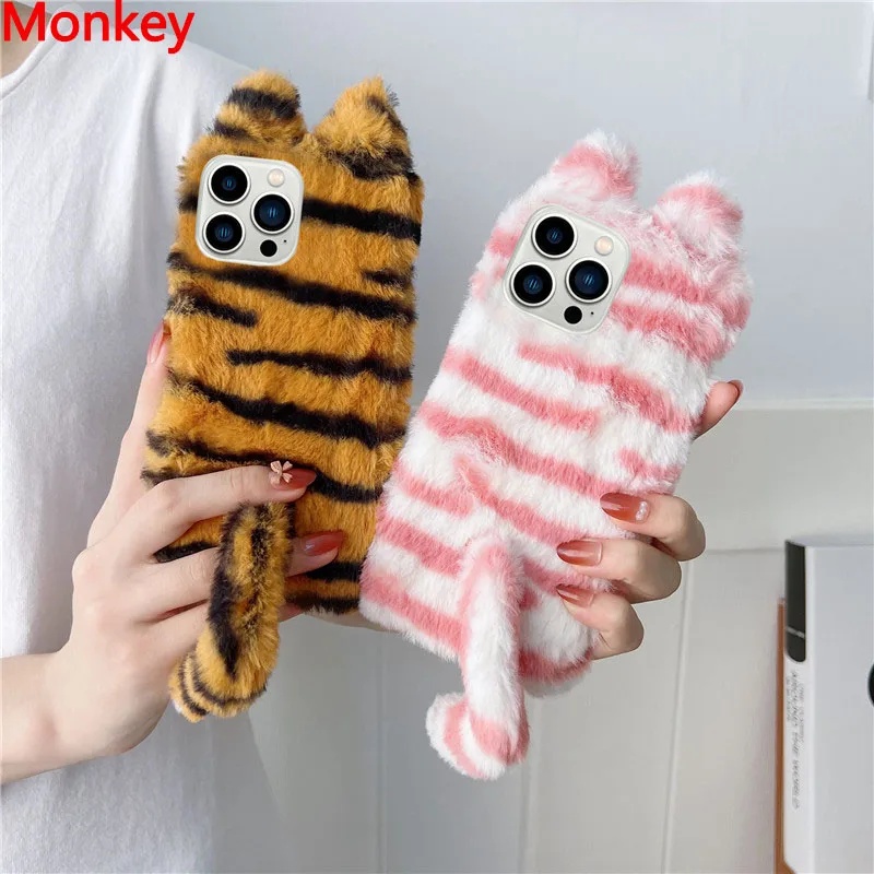 

3D Fluffy Cat Phone Case Ears For Samsung Galaxy S23 A02 A73 A53 A33 A23 A13 Note8 9 M12 M31 M52 M32 A9 A7 Shockproof Soft Cover