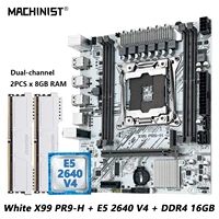 MACHINIST Juego de placa base X99 blanca Optiona Xeon E5 2640 V4 LGA 2011-3 CPU DDR4 2*8G = 16GB RAM NVME/SATA M.2 combo de PR9-H