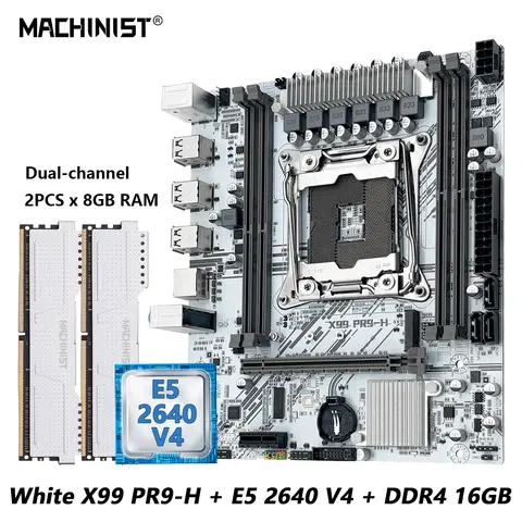 MACHINIST Set kit scheda madre X99 bianco Optiona Xeon E5 2640 V4 LGA 2011-3 CPU DDR4 2*8G = 16 GB RAM NVME/SATA M.2 PR9-H combo
