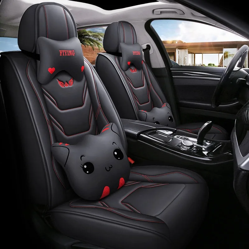 Universal Full Wrap Leather Auto Seat Cushion, All Season Vehicle Seat Protector, New Stylish Car Interior Decor