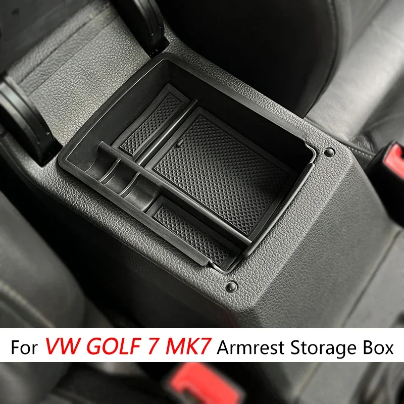 For Volkswagen VW Golf 7 7.5 Mk7 VII 5G GT I R 2013 - 2019 Armrest Storage Box Tray Orgainzer Stowing Case Interior Accessories