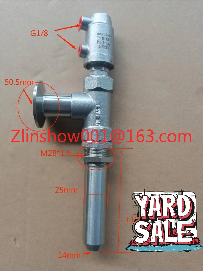 Linear filling machine accessories, stainless steel 316 anti-drip DN15 pneumatic filling valve feeding nozzle