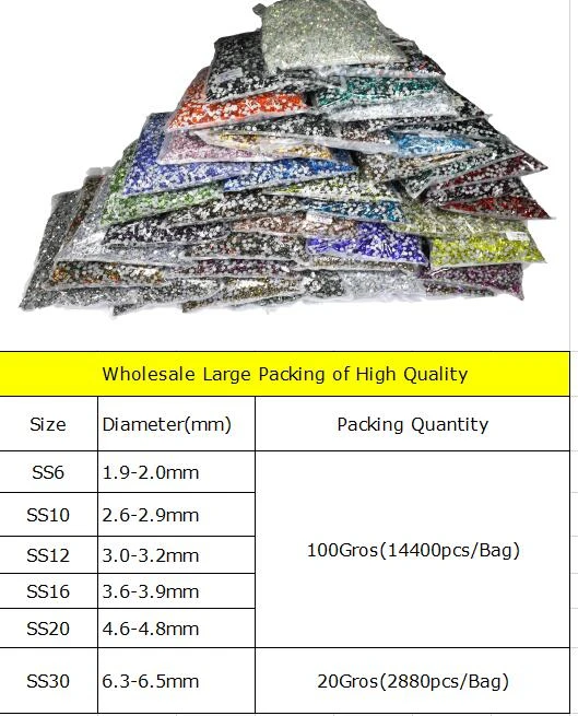 SS8 Big Bulk Bag 100Gross 45Colors Wholesale Top Quality Better DMC Hotfix Rhinestones Crystal Hot Fix Rhinestone Garment