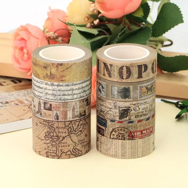 1 roll 15mm*10m Retro Old letters newspapers vintage stamps maps Decorative Washi Tape DIY Scrapbooking Masking Tape School