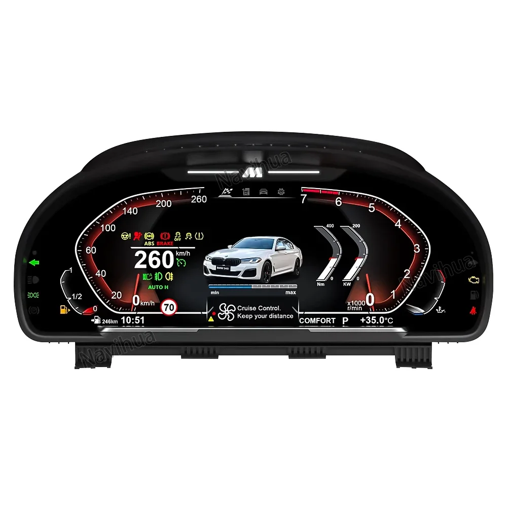 Navihua  Virtual Cockpit Digital LCD Digital Speed Cluster  Dashboard Meter  Panel Cockpit for 5 Series F10 2010-2017