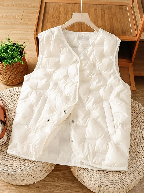 

plus Size Women's Casual Loose Lightweight V-Ne Vest Thermal Inner Wear Comfortable All-Match Faionable Winter ential