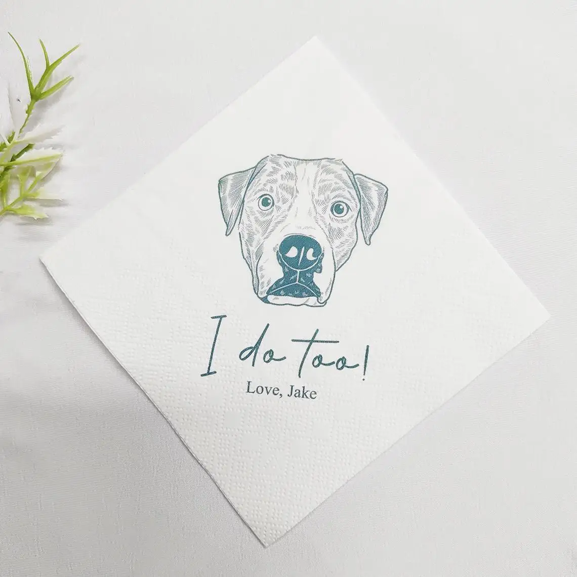 50 pcs Custom Illustrated Dog Wedding Napkins,Pet Cocktail Napkins, Pet Wedding Napkins, Dog Cocktail Napkins, Pet Dog Napkins