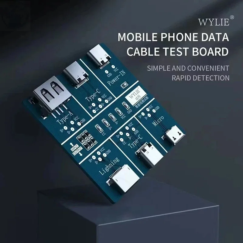 WYLIE USB-C Data Cable Detection Board USB Cable Tester For iPhone Android Type-C Short Circuit On-Off Switching Test Board Tool