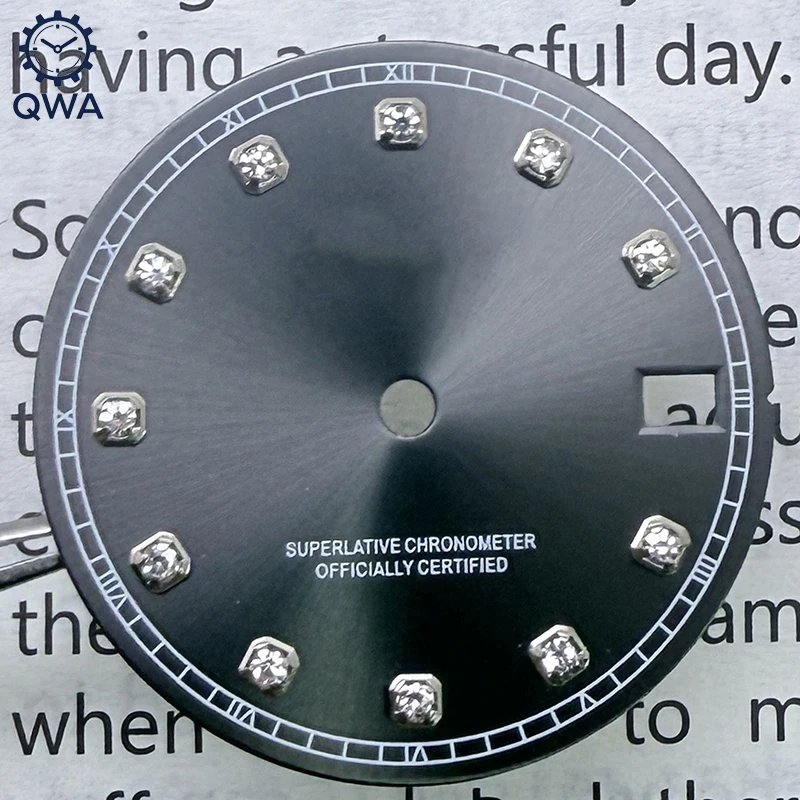 QWA 28,5mm NH35 diamante Sunray reloj S Dial Fit NH35/NH36/4R/7S accesorios de reloj automático
