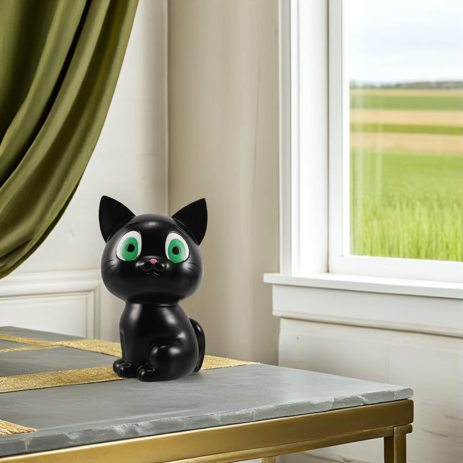 Salvadanaio creativo per gatti Nero infrangibile per bambini Salvadanaio Scatola portamonete con statua di animale carino per la decorazione della scuola domestica Regalo di compleanno