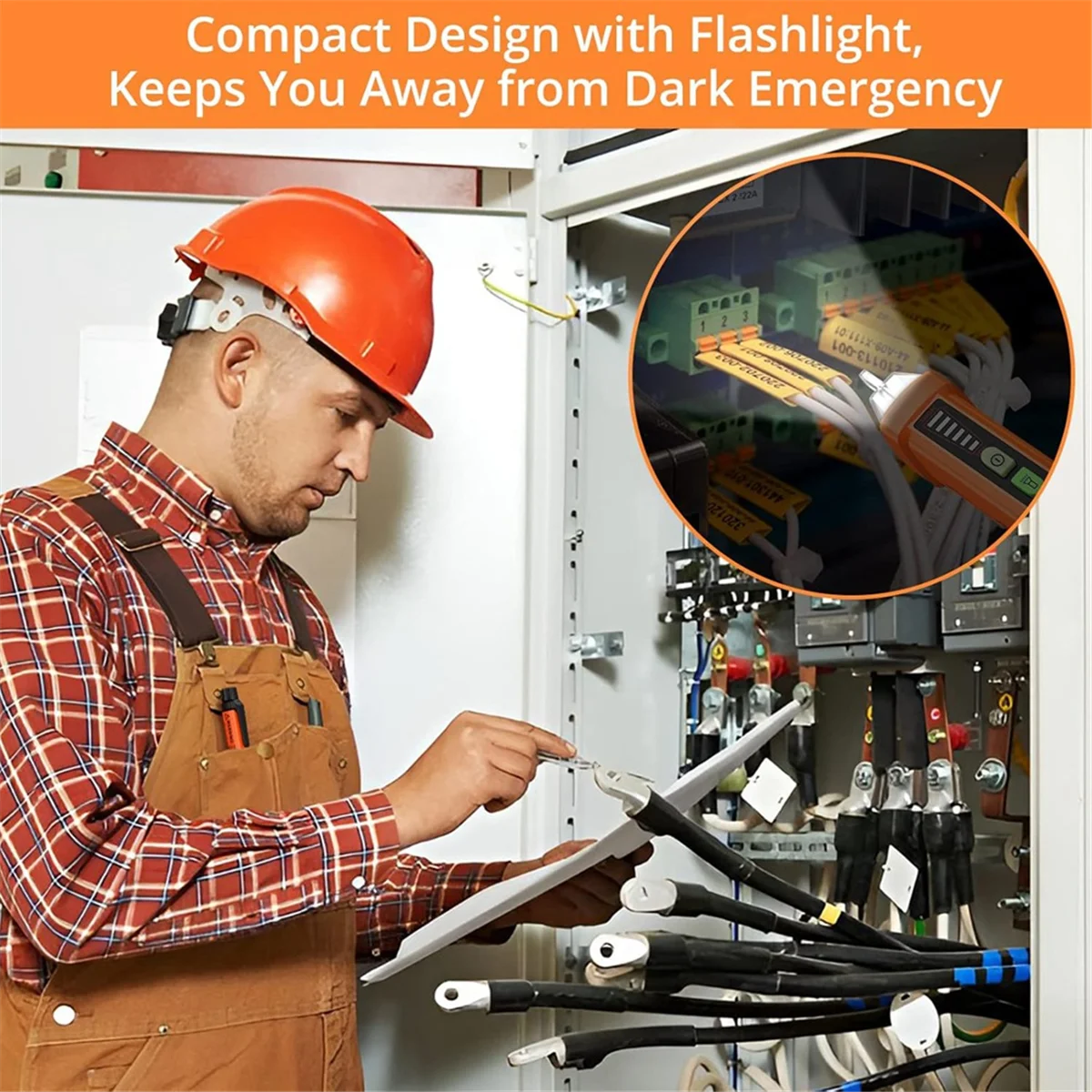 Retail! Non-Contact AC Voltage Test Pen, AC 12-1000V, LED Flashlight, Buzzer Alarm for Real-Time/Empty Line Judgment