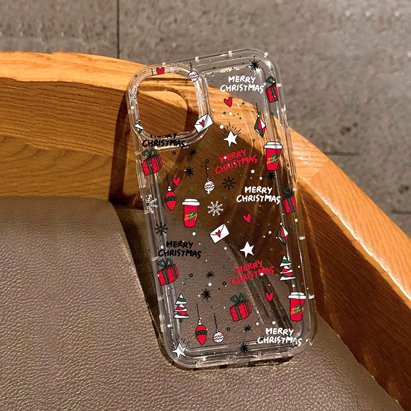 Christmas Pattern Print Clear Case For Samsung Galaxy A55 5G A54 A53 A52 A35 A34 A33 A15 S24 S23 Ultra S22 Plus S21 S20 FE Cover - náhled 2