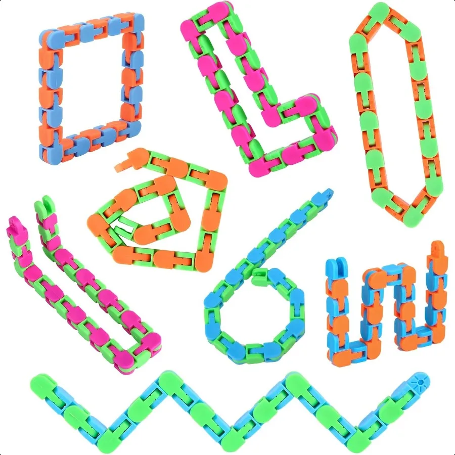 

8Pcs 24Links Fidgets Wacky Tracks Fidget Toys for Classroom Students Gifts School Stocking Stuffers Plastic Sensory Autism Snap
