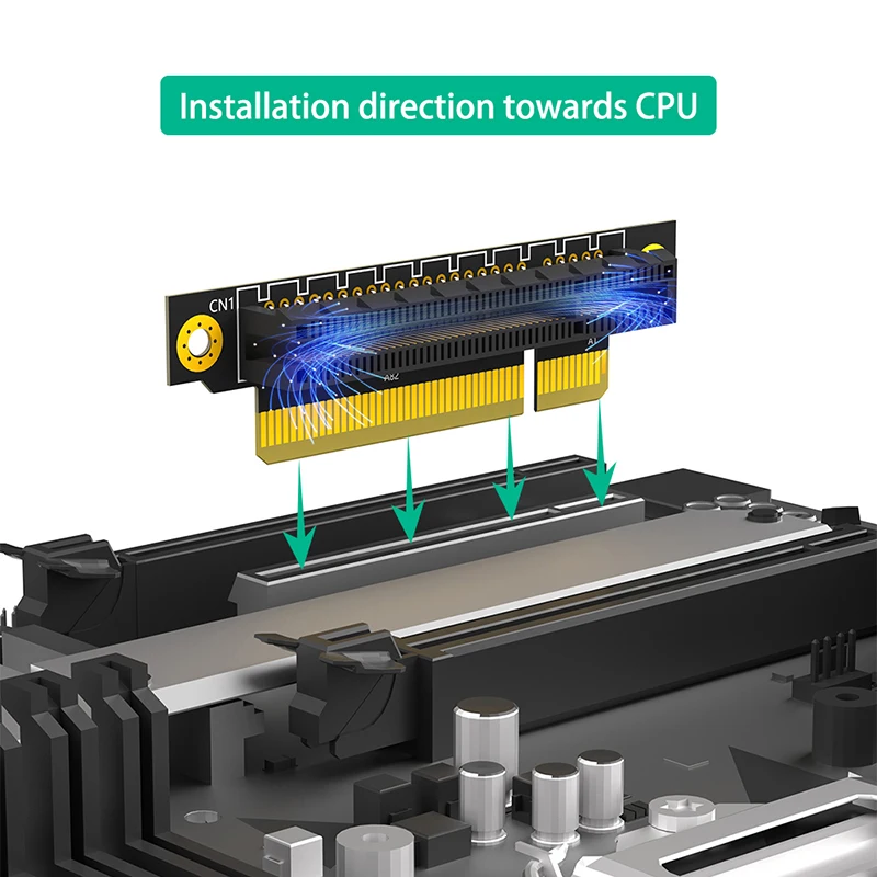 20mm PCIE X8 3.0 90 Degree Reverse Male to Female Riser Card PCI Express 8X to 8X Converter Adapter Riser Board for 1U Server PC