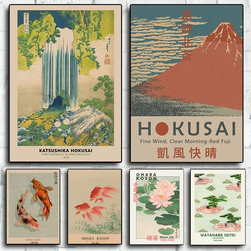 

Hokusai Ohara Yukisun Japanese Art Poster Vintage Landscape Guest Room Canvas Painting Bar Cafe Decoration Frameless Wall Art