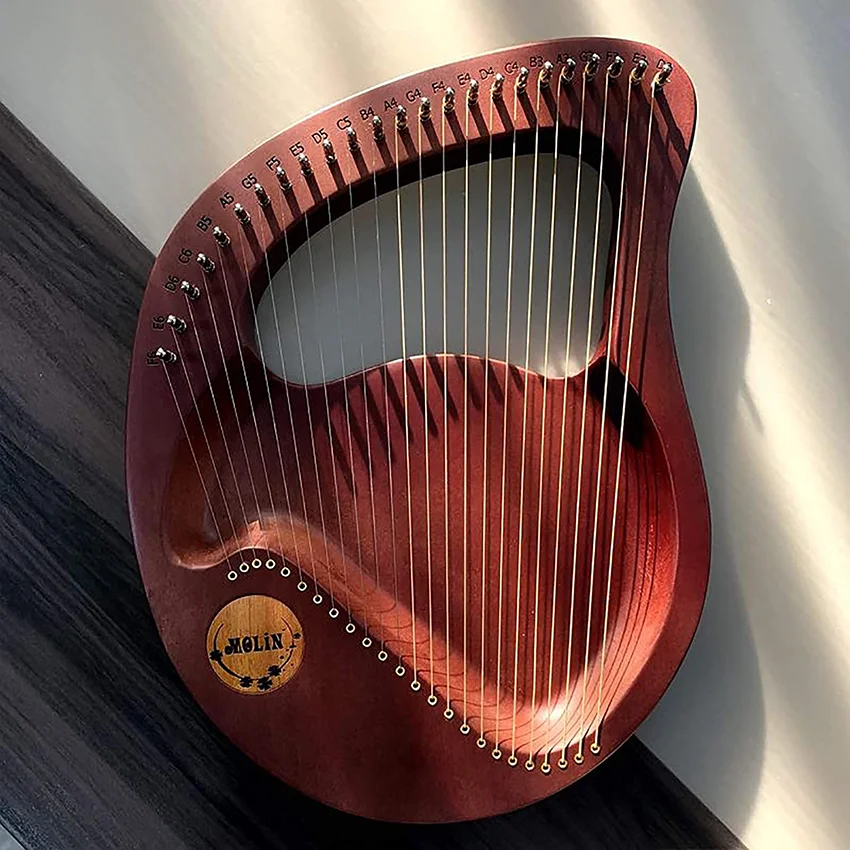 

Lyre 24 Strings Lyre Harp Mahogany Wood Harp Piano Stringed Musical Instrument With Tuning Wrench Spare Strings Picks