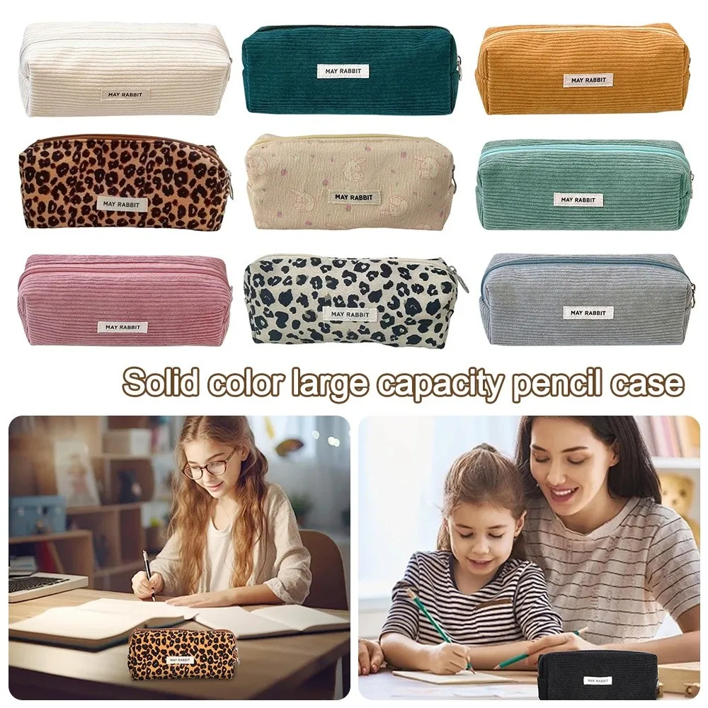

Gifts Corduroy Pen Bag Large Capacity Multifunctional Stationery Bag Makeup Bag Student