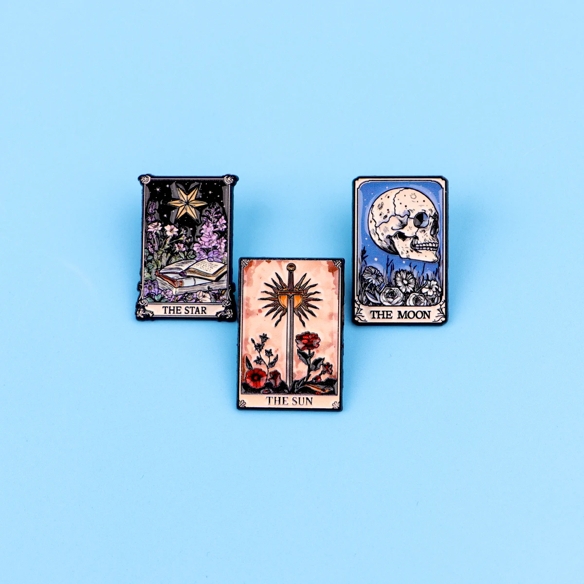 Tarot Card Enamel Pin The Star Sun Moon Skeleton Brooch Lapel Pin for Backpack & Clothing Decoration Party Gifts - view 5
