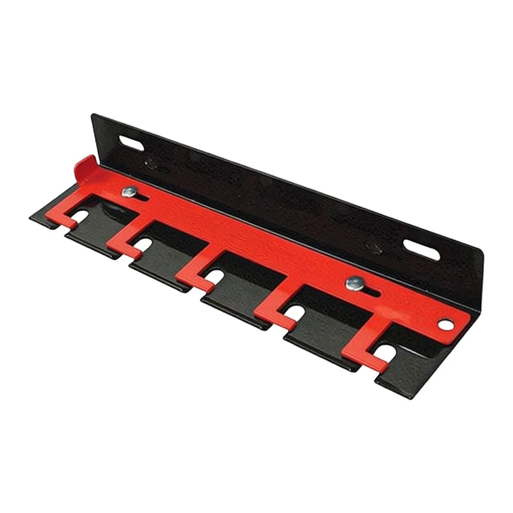 Sturdy Wall Rack for Pneumatic Tools with Orange Sliding Lock Supporting 14 Inch Air Wrenches Compressors and Related Equipment